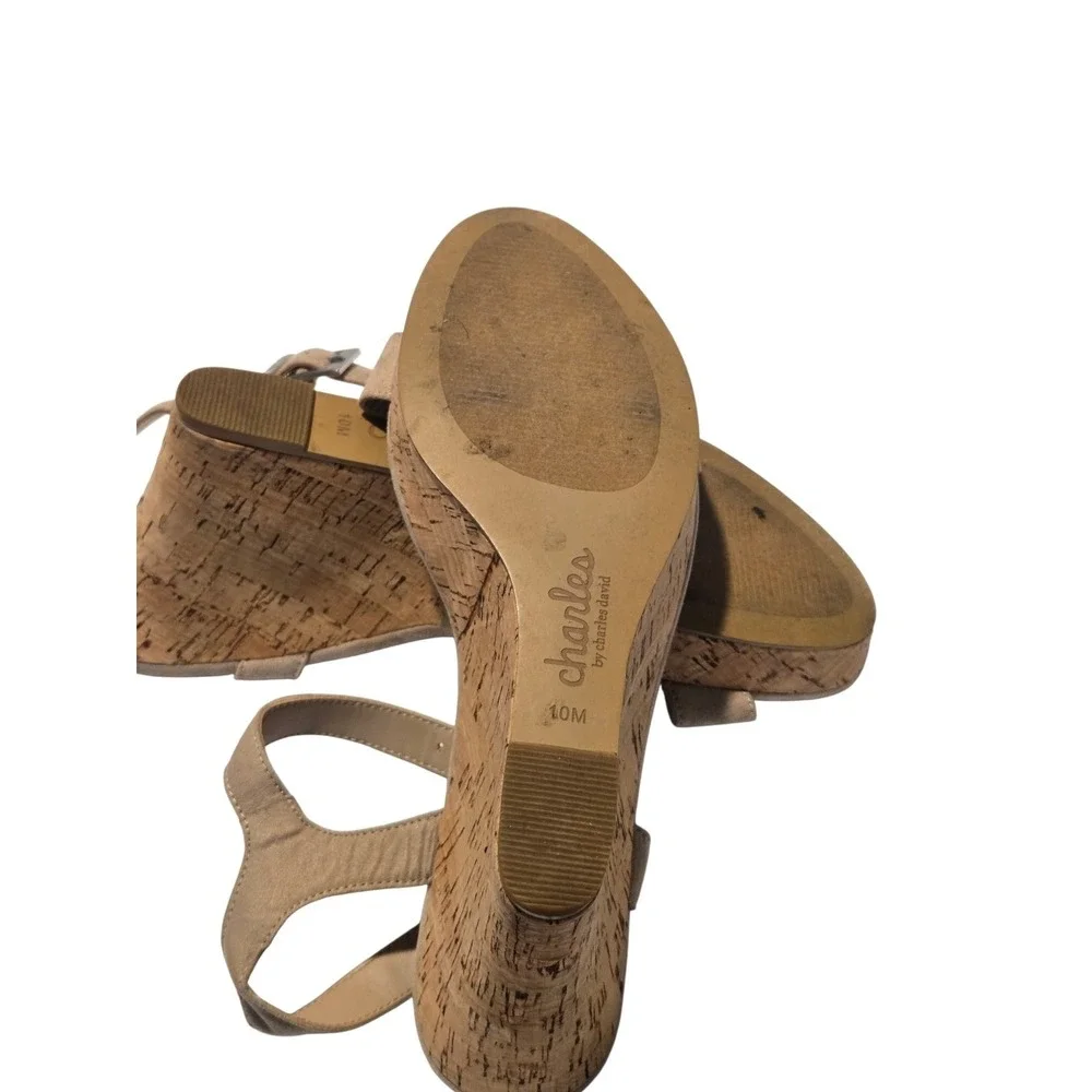 Charles by Charles David Lindy Suede Wedge Sandals Size 10M Buckle Strap